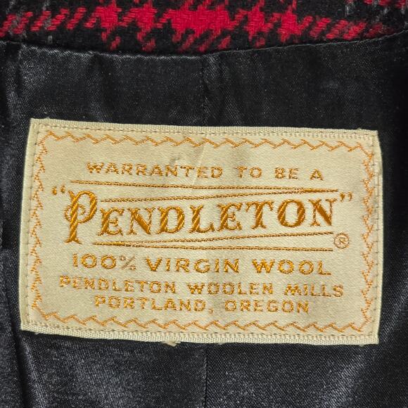 Vintage Pendleton 100% Tartan Plaid Wool Pea Coat in Women's Size M, Red & Black - Picture 3 of 14